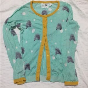 Anthropologie, cute printed cardigan size S